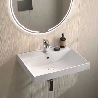 Раковина Cubo/Кубо подвесная\мебельная 60, белая глянцевая