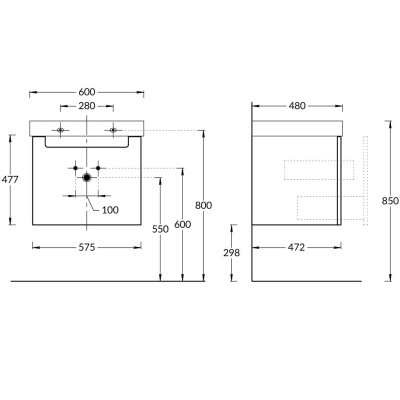Тумба Buongiorno/Бонджорно подвесная 60 с ящиком 1 + 1, белая