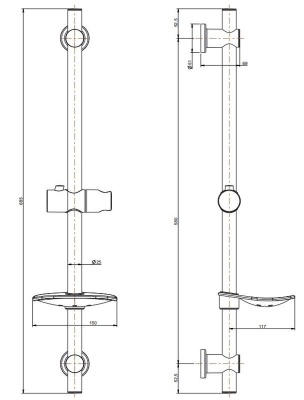 Комплект для ванны СОНАТА со смесителем для ванны и душевой стойкой, хром