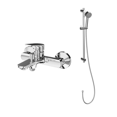 Комплект для ванны НОТА с настенным смесителем с дивертором и душевой стойкой, хром