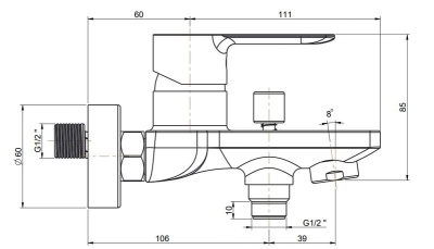 Комплект для ванны СОНАТА со смесителем для ванны и душевой стойкой, черный матовый