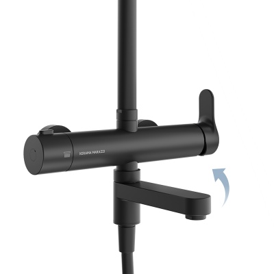 Душевая колонна Fonte/Фонте на 3 потока с поворотным изливом и механическим смесителем, черный матовый