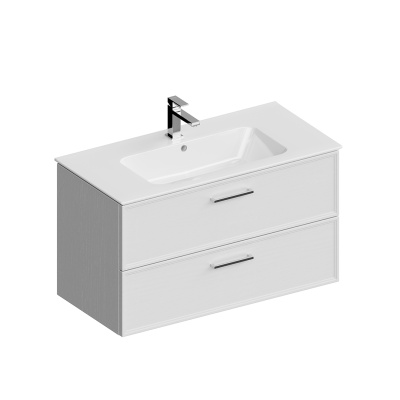 Тумба Piano Classic/Пиано Классик подвесная 95 см, 2 ящика, ясень белый матовый