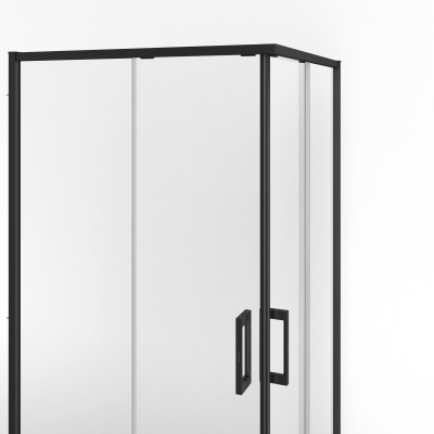 Душевой уголок Lindo/Линдо, раздвижной с функцией плавного открывания и закрывания, квадратный, 100х100х195, матовый черный