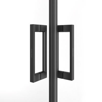 Душевой уголок Lindo/Линдо, раздвижной с функцией плавного открывания и закрывания, квадратный, 100х100х195, матовый черный