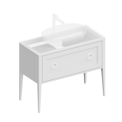 Тумба Plaza Classic/Плаза Классик напольная 1+1 ящик 100, белая матовая