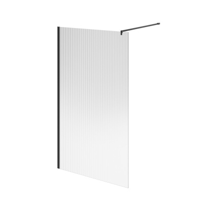 Душевая перегородка Cristallo/Кристалло с рифленым стеклом, 120х210, матовый черный