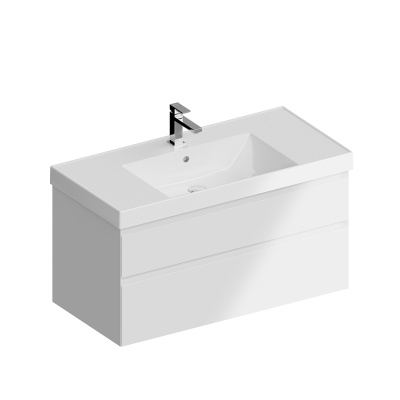 Тумба Cubo/Кубо подвесная с ящиками 100, белая глянцевая