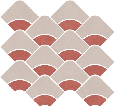 Декор Таделакт наборный серый светлый, красный матовый обрезной 30x28x0,9