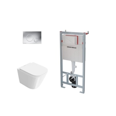 Комплект с подвесным унитазом Кубо Торнадо, инсталляцией и кнопкой управления хром-глянец (круглая) Комплект с подвесным унитазом Кубо Торнадо, инсталляцией и кнопкой управления хром-глянец (круглая)