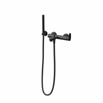Ручной душ Ole/Оле с держателем для лейки и шлангом, без вывода для подачи воды, матовый черный