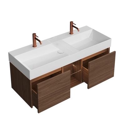 Тумба Grande/Гранде подвесная 120, 2 ящика + открытая зона, структурированный орех Тумба Grande/Гранде подвесная 120, 2 ящика + открытая зона, структурированный орех