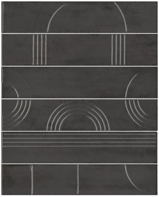 Панно Мажорель чёрный глянцевый (из 6 частей 6х28,5) 36x28,5x1