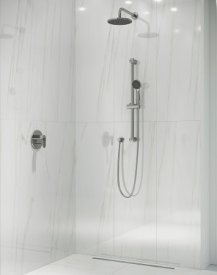 Комплект для душа ПИАНО на 2 потока со встраиваемым механическим смесителем, верхней лейкой и ручным душем, хром