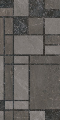 Декор Марсель микс тёмный глянцевый обрезной 60x119,5x0,9