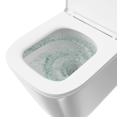 Унитаз CUBO Tornado подвесной, с системой смыва торнадо с крепежом и сиденьем, белый глянцевый