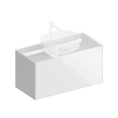 Тумба Plaza Modern/Плаза Модерн подвесная 100 белый 2 ящика