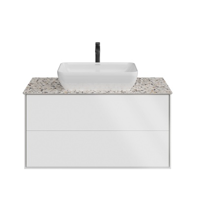 Тумба Plaza Modern/Плаза Модерн подвесная 100, нажимное открывание, 2 ящика, белая матовая