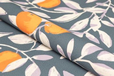 Обои виниловые на флизелиновой основе Шафран мотив, синий, апельсины Обои виниловые на флизелиновой основе Шафран мотив, синий, апельсины