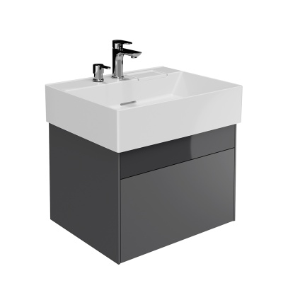 Тумба Logica/Лоджика подвесная 2 ящика 60 см, стальной серый