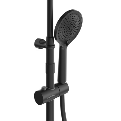 Душевая колонна круглая Fonte/Фонте на 2 потока без смесителя, черный матовый