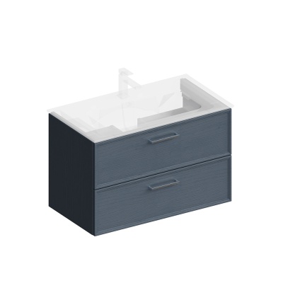 Тумба Piano Classic/Пиано Классик подвесная 85 см, 2 ящика, ясень синий матовый