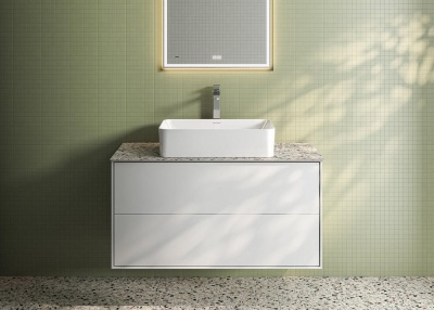 Тумба Plaza Modern/Плаза Модерн подвесная 100, нажимное открывание, 2 ящика, белая матовая