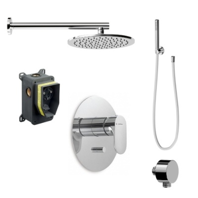 Комплект для душа ОЛЕ на 2 потока со встраиваемым механическим смесителем, с верхней лейкой и ручным душем, хром