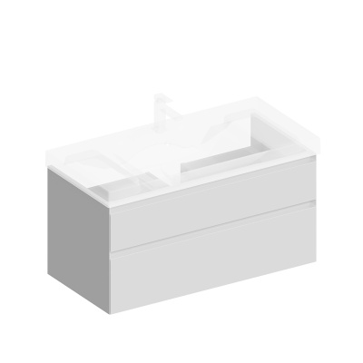 Тумба Cubo/Кубо подвесная с ящиками 100, белая матовая
