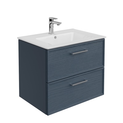 Тумба Piano Classic/Пиано Классик подвесная 65 см, 2 ящика, ясень синий матовый