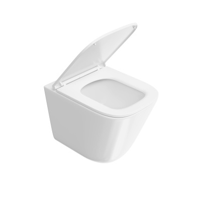 Унитаз Cubo Tornado/Кубо Торнадо подвесной, с системой смыва торнадо с крепежом и сиденьем, белый глянцевый