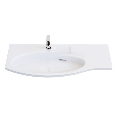 Раковина RIVA мебельная левая с крепежом 100, белая глянцевая