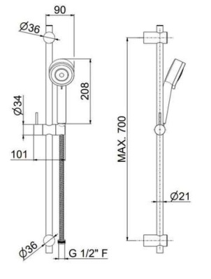 Комплект для душа НОТА на 1 поток со смесителем и душевой стойкой, хром