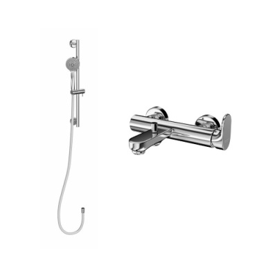Комплект для ванны ОЛЕ с настенным смесителем с дивертором и душевой стойкой, хром