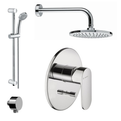 Комплект для душа ПИАНО на 2 потока со встраиваемым механическим смесителем, верхней лейкой и ручным душем, хром