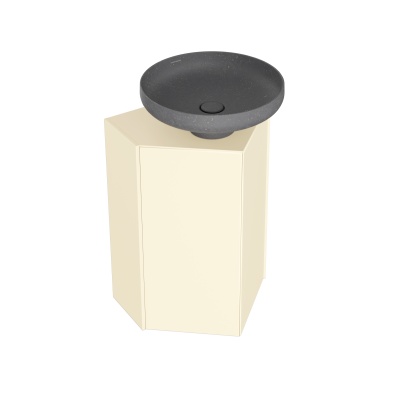 Тумба-модуль Caravan/Караван под раковину со столешницей без боковин, подвесная 50, нажимное открывание, сливочная матовая