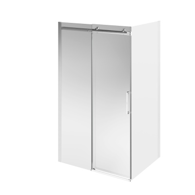 Душевая дверь Cristallo/Кристалло, раздвижная с функцией плавного открывания и закрывания, 120х210, брашированный никель