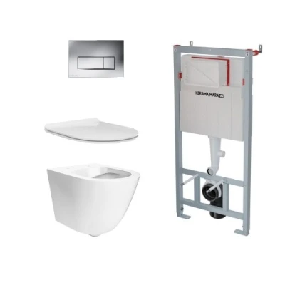 Комплект с подвесным унитазом Sfera и кнопкой управления хром-глянец