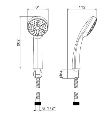 Ручной душ PIANO с держателем для лейки и шлангом, без выхода для подачи воды, хром Ручной душ PIANO с держателем для лейки и шлангом, без выхода для подачи воды, хром