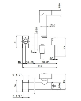 Смеситель с гигиеническим душем встроенного монтажа OLE, матовый черный Смеситель с гигиеническим душем встроенного монтажа OLE, матовый черный