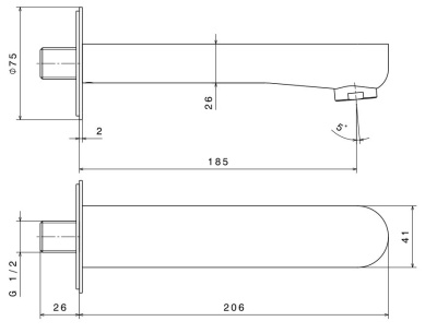 Настенный излив OLE, хром глянец