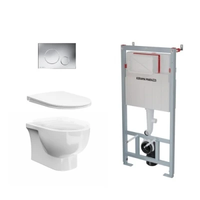 Комплект с подвесным унитазом BUONGIORNO PRO и кнопкой управления хром-глянец (круглая)