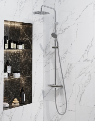 Душевая колонна NOTA на 2 потока с механическим смесителем с ручным душем на 5 режимов, хром Душевая колонна NOTA на 2 потока с механическим смесителем с ручным душем на 5 режимов, хром