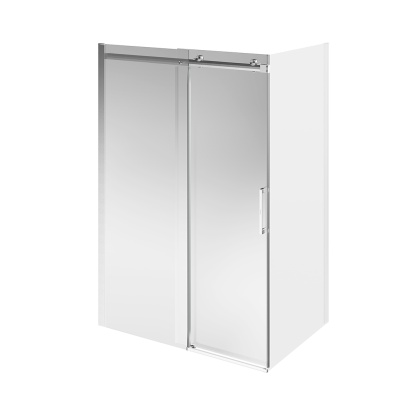 Душевая дверь CRISTALLO, раздвижная с функцией soft close, 140х210, брашированный никель, упаковка 1/2