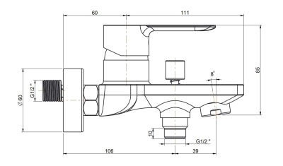 Смеситель SONATA для ванны, матовый черный Смеситель SONATA для ванны, матовый черный