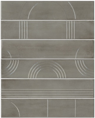 Панно Мажорель серый глянцевый (из 6 частей 6х28,5) 36x28,5x1