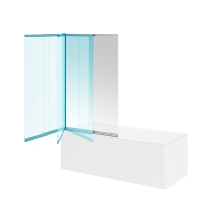 Шторка на ванну VETRO, раздвижная/распашная, 100х150, хром Шторка на ванну VETRO, раздвижная/распашная, 100х150, хром