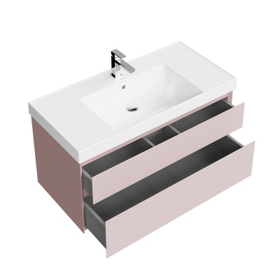 Тумба CUBO подвесная с ящиками 100, мальва матовая Тумба CUBO подвесная с ящиками 100, мальва матовая