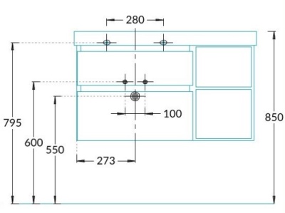 Тумба CUBO левая подвесная с ящиками 90, белая матовая-структ.орех Тумба CUBO левая подвесная с ящиками 90, белая матовая-структ.орех