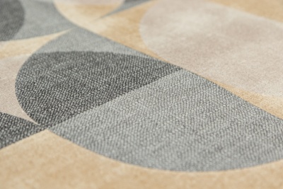 Обои виниловые на флизелиновой основе Шафран мотив, черный, круги Обои виниловые на флизелиновой основе Шафран мотив, черный, круги